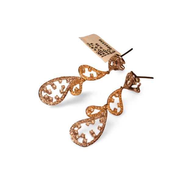 Gorgeous 14K White Gold Diamond Hanging Drop Dangle Filigree Earrings - GGEMSonline