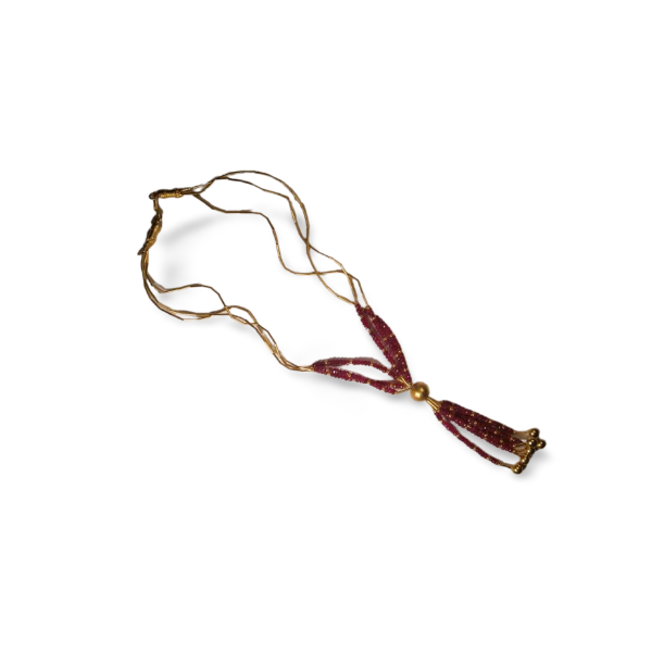 Magnificent 14K Yellow Gold Ruby Bead Drop Necklace - GGEMSonline