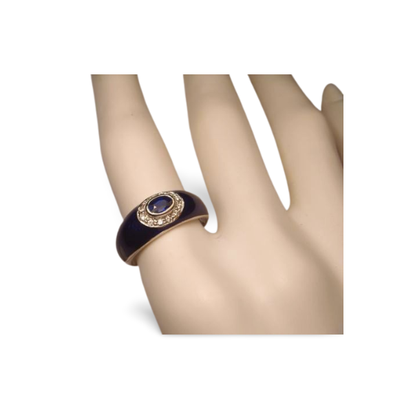 1.53ctw (est) Art Deco Diamond Enamel Target Ring – Jewels by Grace