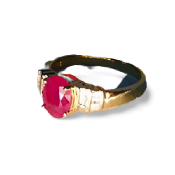 Gorgeous Estate 14K Yellow Gold Ruby Diamond Band Floral Ring - GGEMSonline