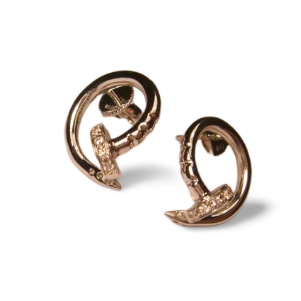 Stunning 18K Solid White Gold Diamond Nail Earrings - GGEMSonline