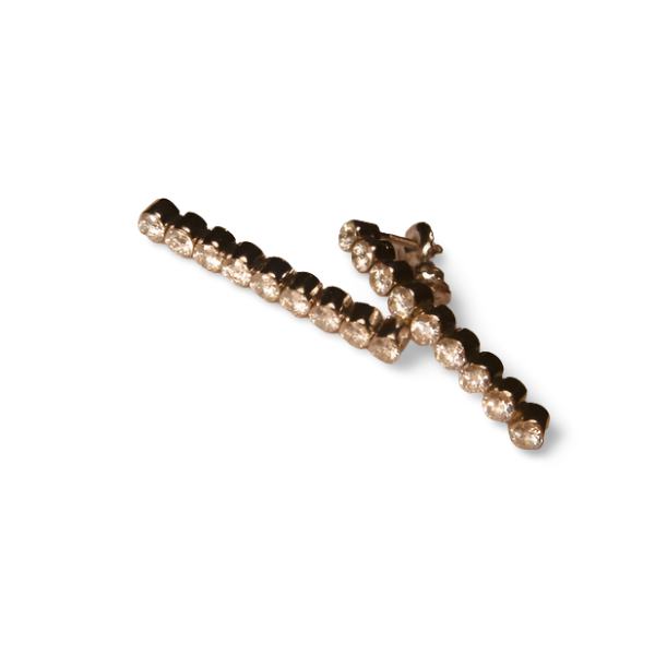 Gorgeous Estate 18K White Gold Diamond Line Drop Earrings - GGEMSonline