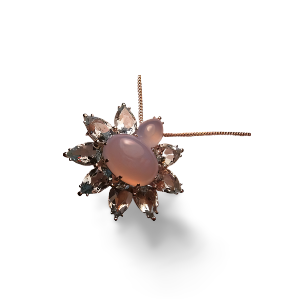 Magnificent 14K White Gold Blue Chalcedony Aquamarine Pendant Slide Brooch Pin - GGEMSonline