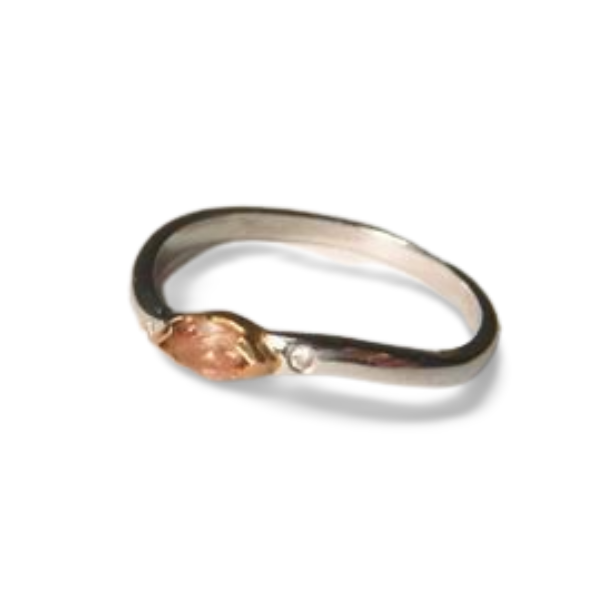 Gorgeous 18K White 2-Tone Gold Fancy Color Pink Diamond Designer Stacking Band Ring - GGEMSonline