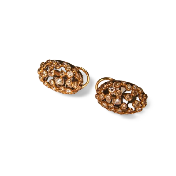 Gorgeous 18K Pink Rose Gold Bezel Set Diamond French Clip Earrings - GGEMSonline