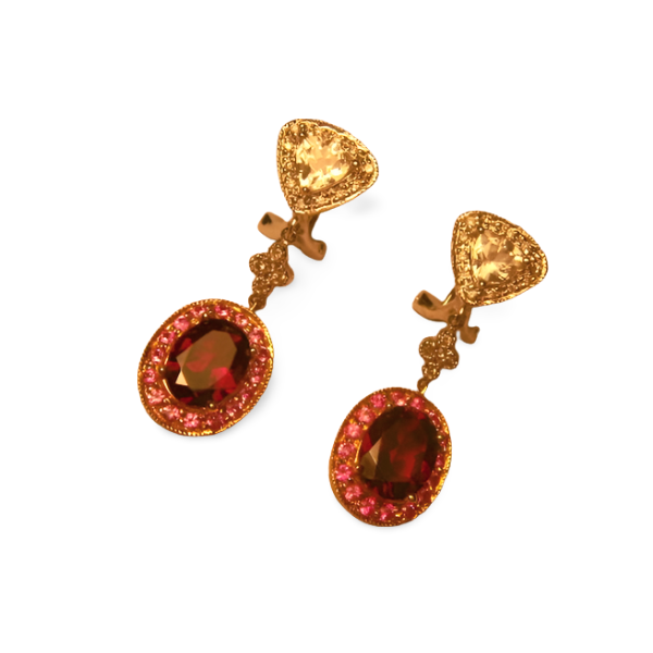 Fabulous 14K White Rose Gold Diamond Topaz Rhodolite Garnet Sapphire Earrings - GGEMSonline