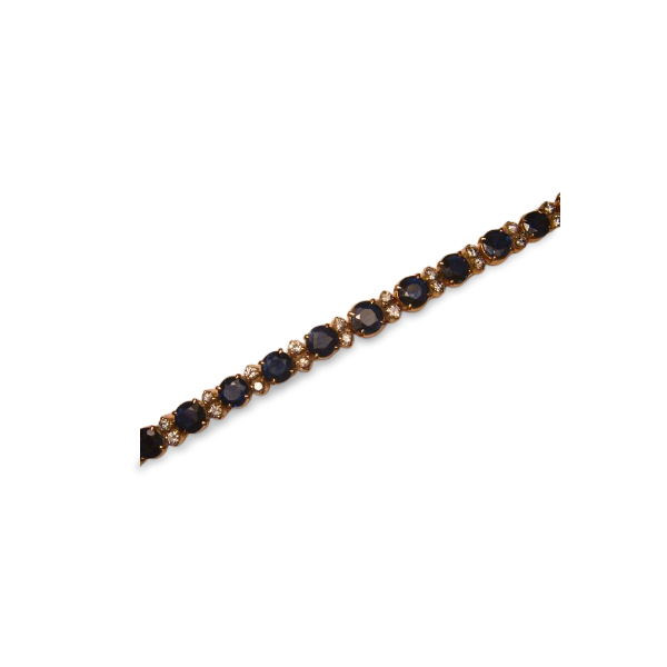 Gorgeous Estate 14K Pink Rose Gold Diamond Sapphire Tennis Bracelet - GGEMSonline