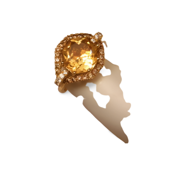 Gorgeous 18K Yellow Gold Champagne Diamond Citrine Ring - GGEMSonline