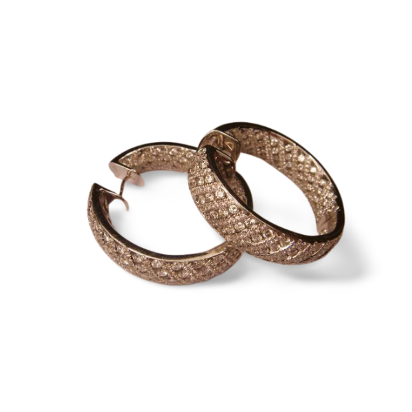 Magnificent Odelia 18K White Gold Diamond Hoop Hoops Earrings - GGEMSonline
