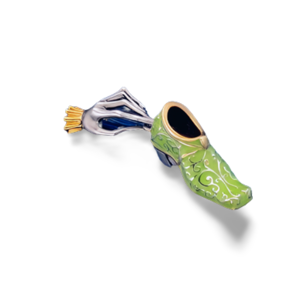 Designer Enamel Silver 22K Gilded Surreal Russian Artist Mihail Chemiakin Shoe Pendant - GGEMSonline