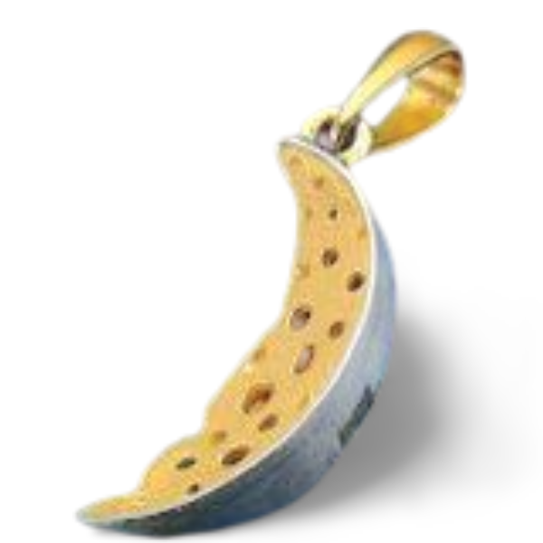 Designer Sterling Silver 22k Gilded Cheese Moon Mihail Chemiakin Slide Pendant - GGEMSonline