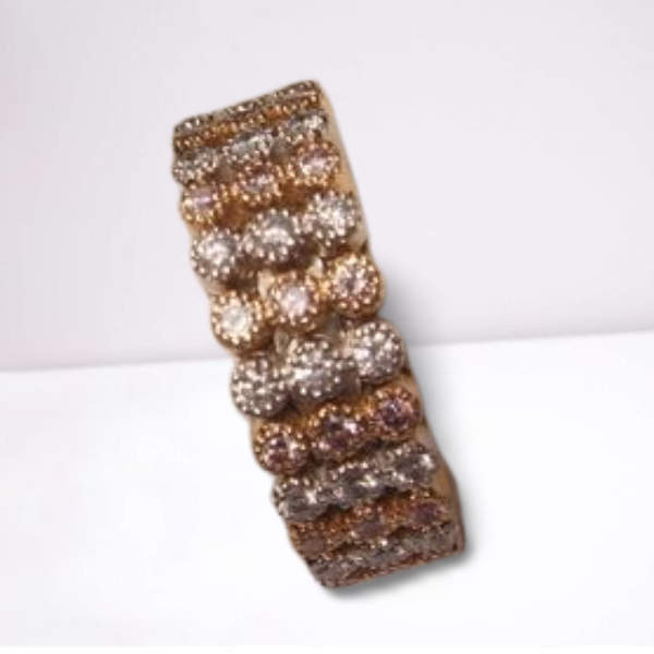 Lovely 18K Two-Tone Gold La Reina 3-Row Diamond Designer Eternity Band Ring - GGEMSonline